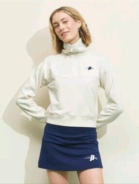 Prince Pickleball Women's French Terry 1/4 Zip Ivory Pullover Sweater. SZ Medium
